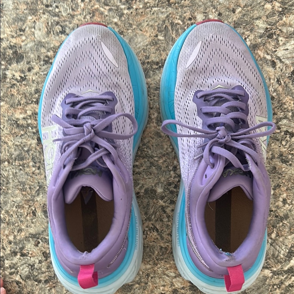 Hoka Purple and Blue Athletic Shoes with Breathable Mesh